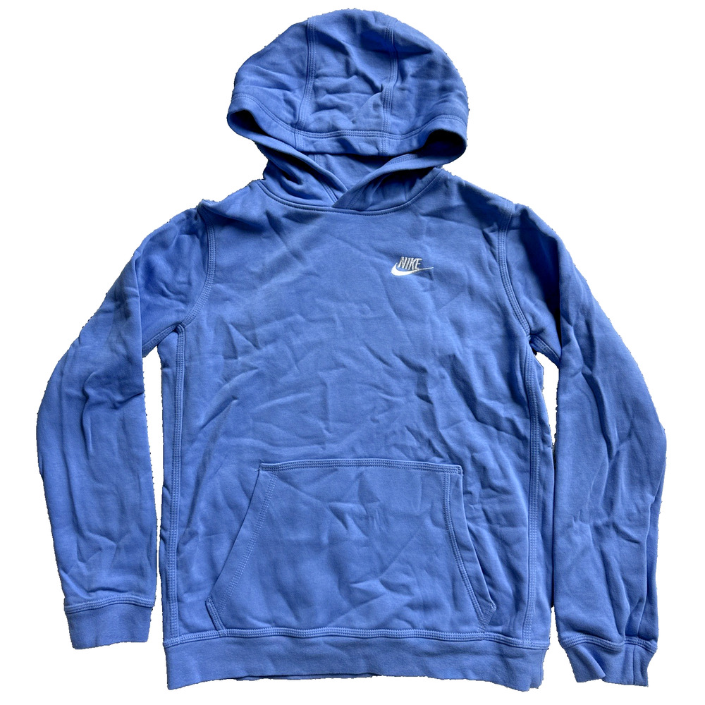 Nike Sportswear Club Fleece Kids XL Blue Pullover Hoodie Swoosh BV3757-450